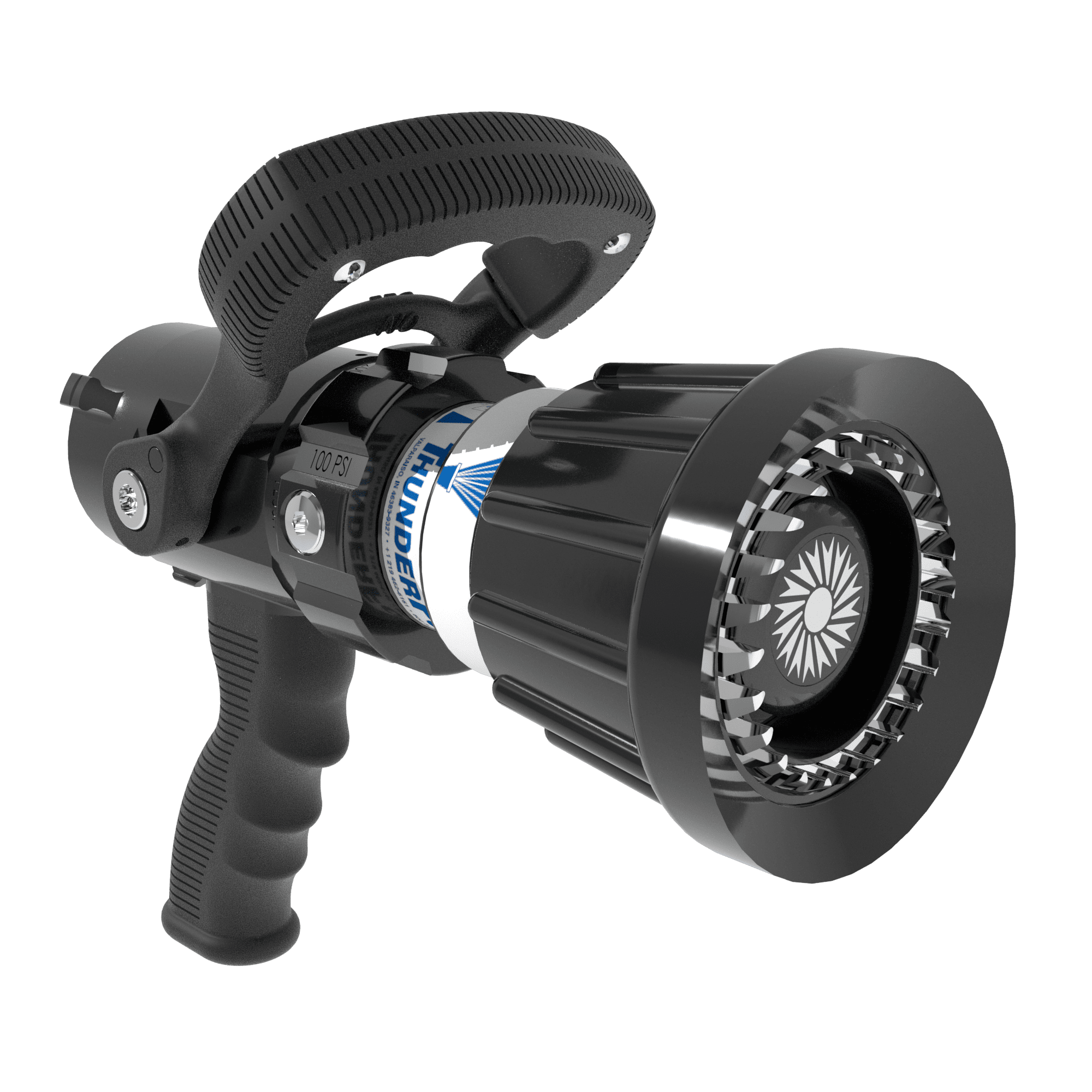 ThunderFog Selectable One-Piece Nozzle With Pistol Grip, Ball Valve – 30/60/95/125/150/200 GPM @ 100 PSI, 1.5″ NHF Rocker Swivel Inlet, Spinning Metal Teeth ThunderFog Selectable One-Piece Nozzle With Pistol Grip, Ball Valve – 30/60/95/125/150/200 GPM @ 100 PSI, 1.5″ NHF Rocker Swivel Inlet, Spinning Metal Teeth