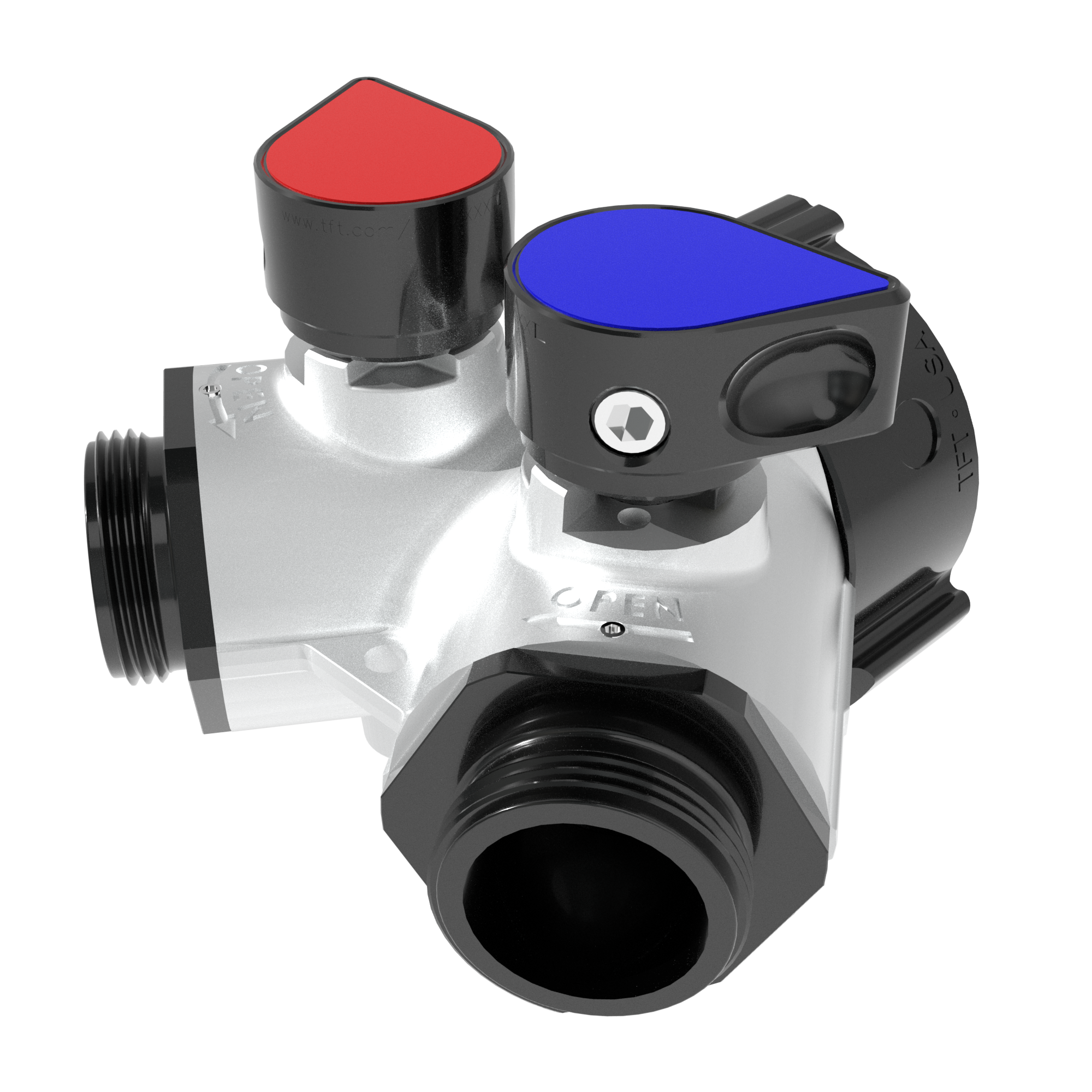Gated Wye Quarter Turn Valve – Single 2.5″ NHF Swivel Rocker Inlet, Double 1.5″ NHM Rigid Outlets, Silver Gated Wye Quarter Turn Valve – Single 2.5″ NHF Swivel Rocker Inlet, Double 1.5″ NHM Rigid Outlets, Silver