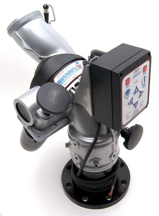 Monsoon RC 2000 GPM (7600 LPM) Monitor, Aerial Platform – 4″ (100 mm) ANSI 150/DN100 PN16 Rigid Flange Inlet, 3.5″ (90 mm) NHM Rigid Outlet, 12/24 VDC Acc. Power, RS485, Silver Monsoon RC 2000 GPM (7600 LPM) Monitor, Aerial Platform – 4″ (100 mm) ANSI 150/DN100 PN16 Rigid Flange Inlet, 3.5″ (90 mm) NHM Rigid Outlet, 12/24 VDC Acc. Power, RS485, Silver