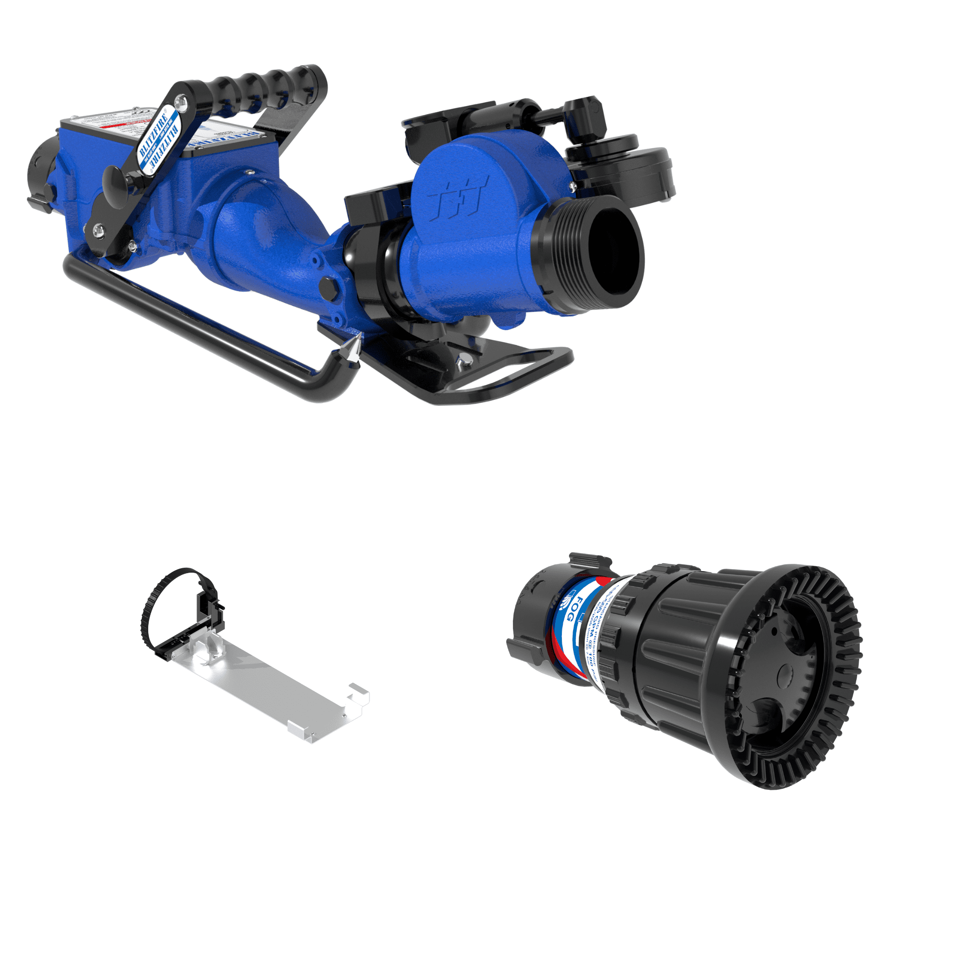 BlitzFire Oscillating Portable Monitor +Max-Force Automatic Nozzle Package – 2.5″ NHF Swivel Rocker Inlet, 2.5″ NHM Rigid Outlet, Storage Bracket BlitzFire Oscillating Portable Monitor +Max-Force Automatic Nozzle Package – 2.5″ NHF Swivel Rocker Inlet, 2.5″ NHM Rigid Outlet, Storage Bracket