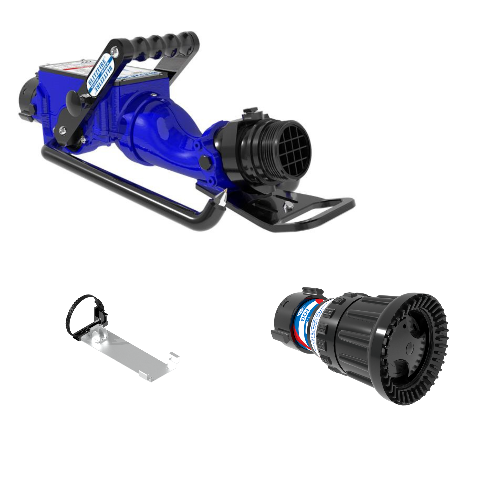 BlitzFire Portable Monitor +Max-Force Automatic Nozzle Package – 65 mm BSPF Swivel Rocker Inlet, 65 mm BSPM Rigid Outlet, Storage Bracket BlitzFire Portable Monitor +Max-Force Automatic Nozzle Package – 65 mm BSPF Swivel Rocker Inlet, 65 mm BSPM Rigid Outlet, Storage Bracket