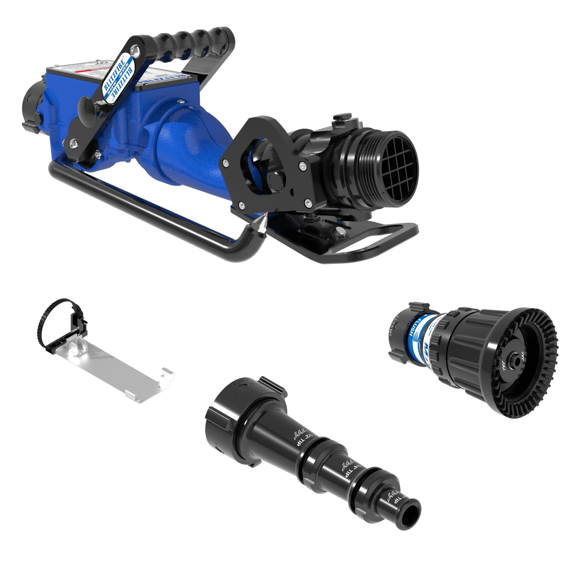 BlitzFire High Elevation Portable Monitor +Smooth Bore & Max-Matic Automatic Nozzle Package – 2.5″ NHF Swivel Rocker Inlet, 2.5″ NHM Rigid Outlet, Storage Bracket BlitzFire High Elevation Portable Monitor +Smooth Bore & Max-Matic Automatic Nozzle Package – 2.5″ NHF Swivel Rocker Inlet, 2.5″ NHM Rigid Outlet, Storage Bracket