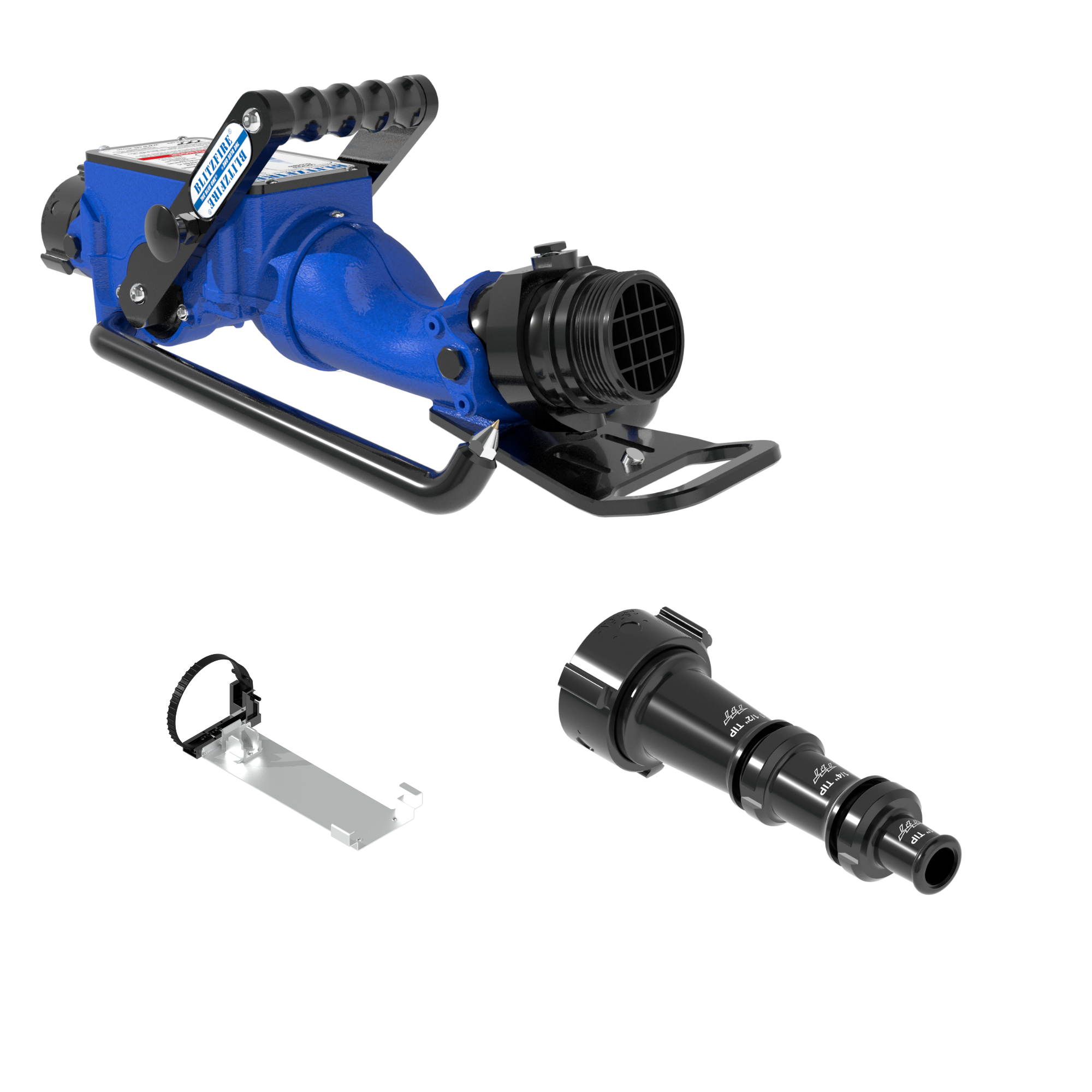 BlitzFire Portable Monitor +Smooth Bore Nozzle Package – 2.5″ NHF Swivel Rocker Inlet, 2.5″ NHM Rigid Outlet, Storage Bracket BlitzFire Portable Monitor +Smooth Bore Nozzle Package – 2.5″ NHF Swivel Rocker Inlet, 2.5″ NHM Rigid Outlet, Storage Bracket