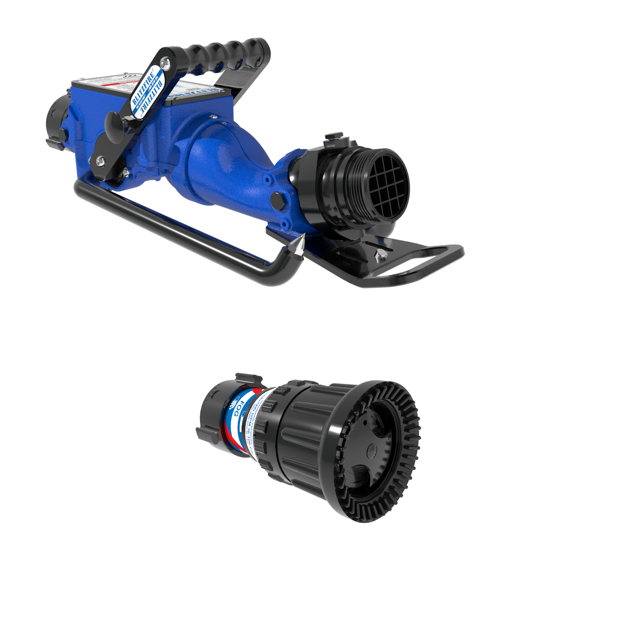 BlitzFire Portable Monitor +Max-Force Automatic Nozzle Package – 2.5″ NHF Swivel Rocker Inlet, 2.5″ NHM Rigid Outlet BlitzFire Portable Monitor +Max-Force Automatic Nozzle Package – 2.5″ NHF Swivel Rocker Inlet, 2.5″ NHM Rigid Outlet