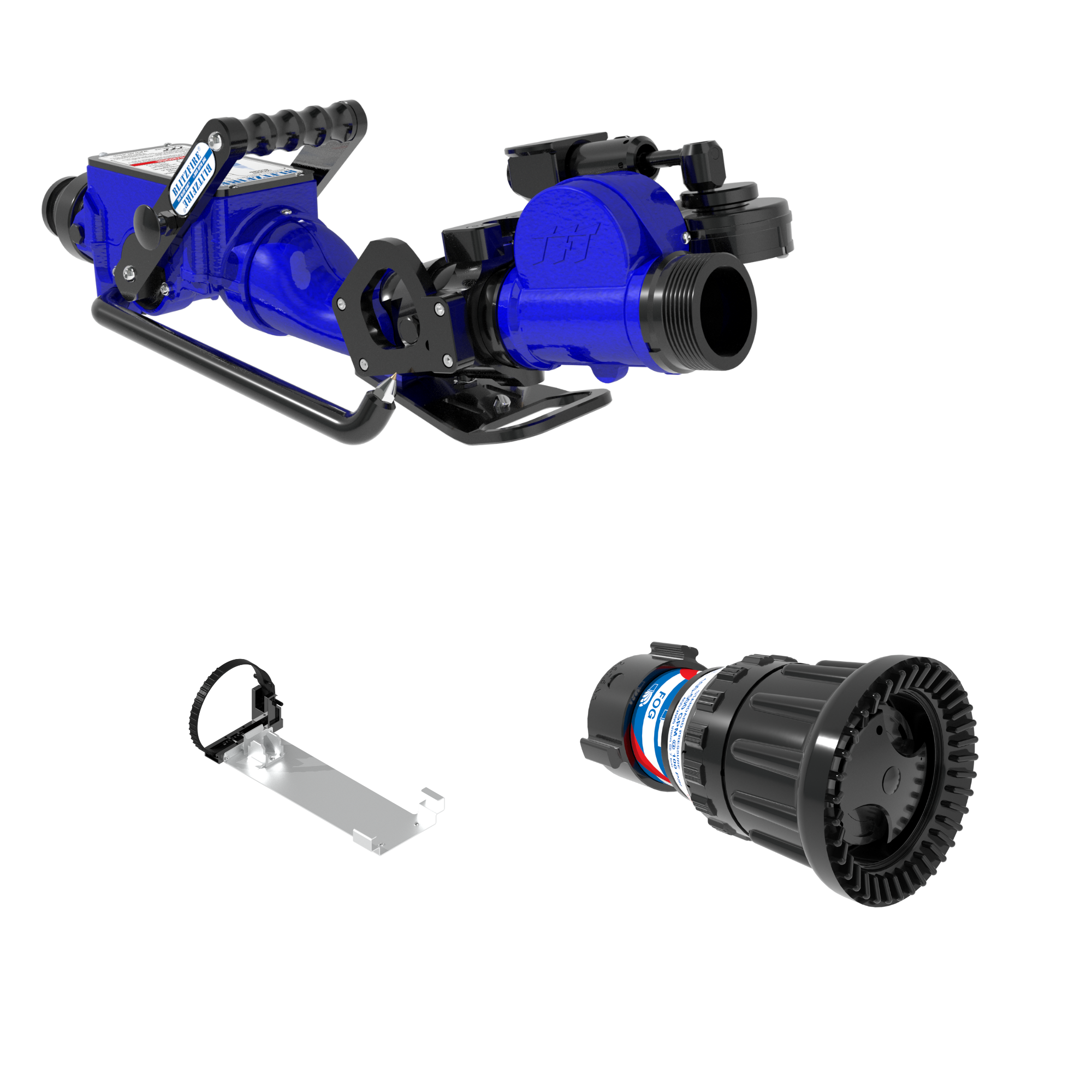 BlitzFire High Elevation Oscillating Portable Monitor +Max-Force Automatic Nozzle Package – 65 mm BICM Swivel Inlet, 65 mm NHM Rigid Outlet, Storage Bracket BlitzFire High Elevation Oscillating Portable Monitor +Max-Force Automatic Nozzle Package – 65 mm BICM Swivel Inlet, 65 mm NHM Rigid Outlet, Storage Bracket