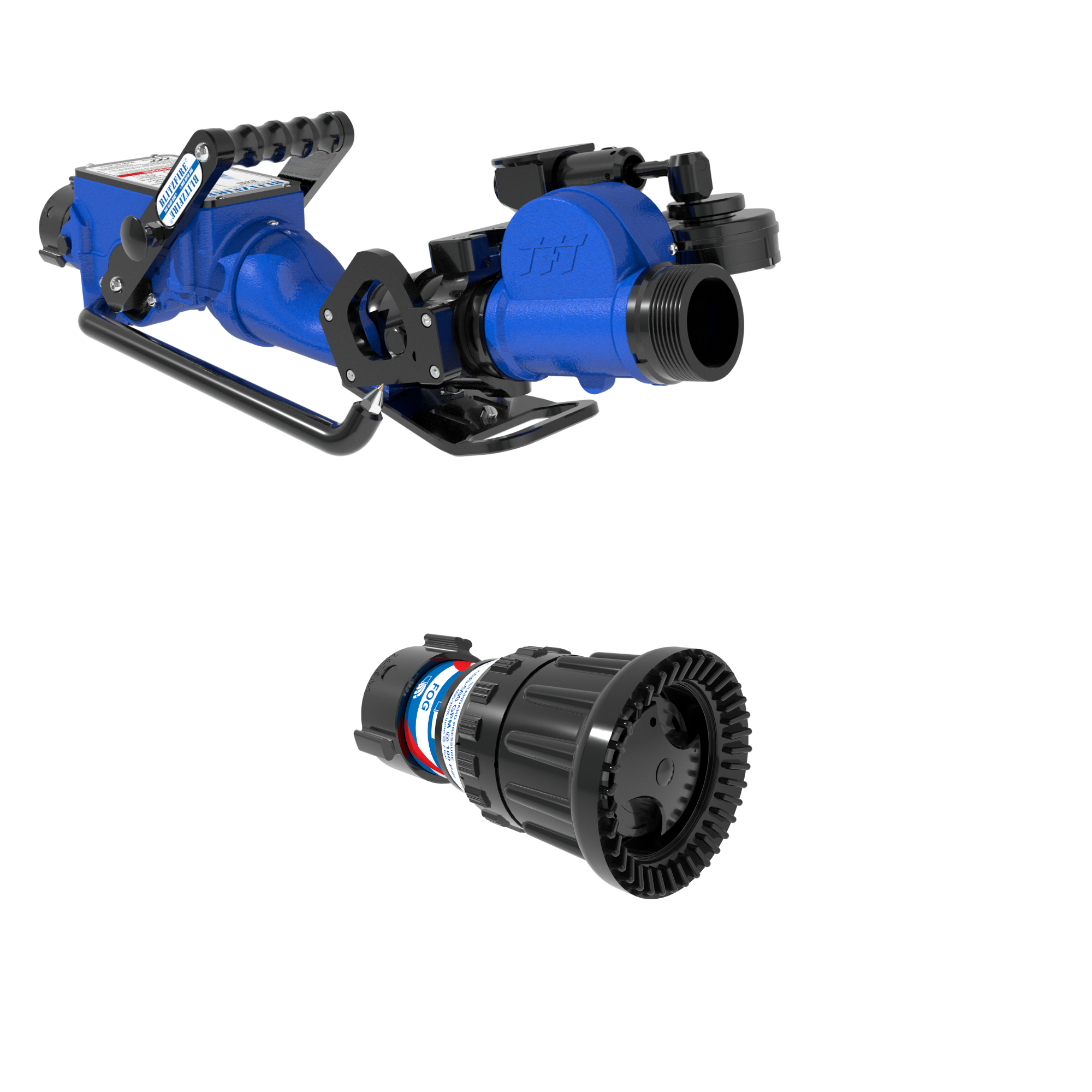 BlitzFire Oscillating Portable Monitor +Max-Force Automatic Nozzle Package – 65 mm BSPF Swivel Rocker Inlet, 65 mm BSPM Rigid Outlet BlitzFire Oscillating Portable Monitor +Max-Force Automatic Nozzle Package – 65 mm BSPF Swivel Rocker Inlet, 65 mm BSPM Rigid Outlet