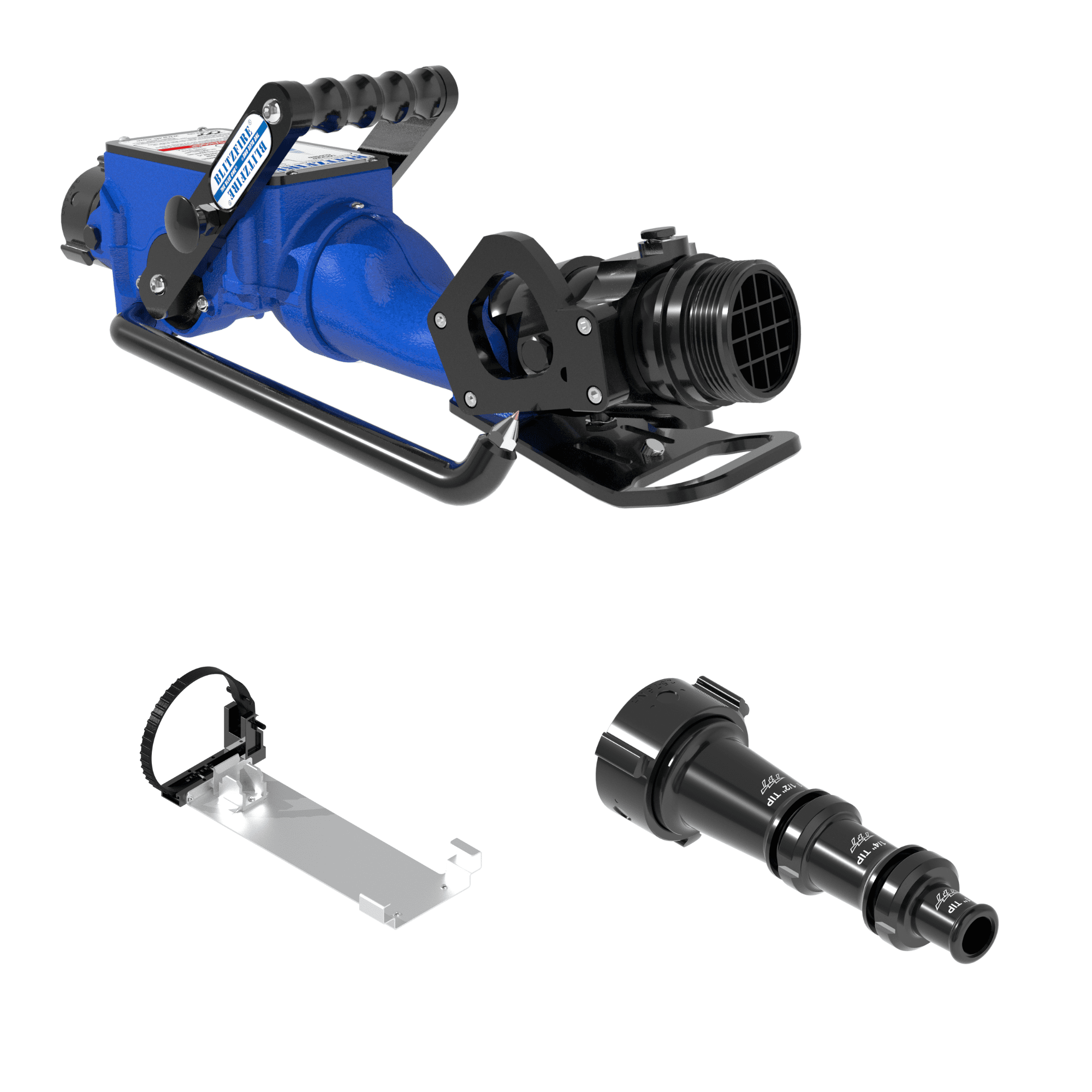 BlitzFire High Elevation Portable Monitor +Smooth Bore Nozzle Package – 2.5″ NHF Swivel Rocker Inlet, 2.5″ NHM Rigid Outlet, Storage Bracket BlitzFire High Elevation Portable Monitor +Smooth Bore Nozzle Package – 2.5″ NHF Swivel Rocker Inlet, 2.5″ NHM Rigid Outlet, Storage Bracket