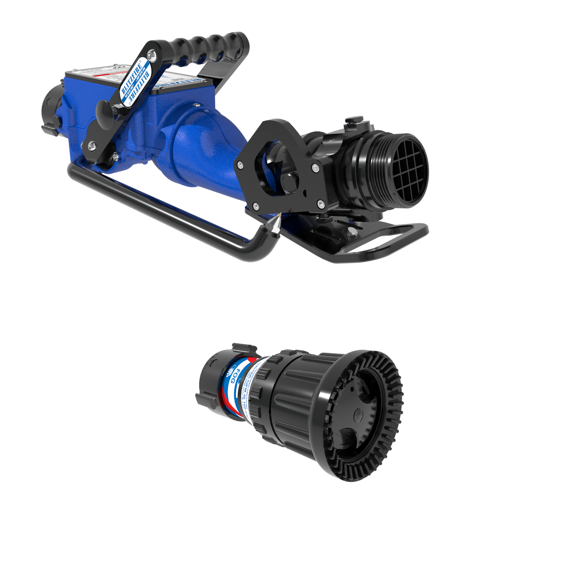 BlitzFire High Elevation Portable Monitor +Max-Force Automatic Nozzle Package – 2.5″ NHF Swivel Rocker Inlet, 2.5″ NHM Rigid Outlet BlitzFire High Elevation Portable Monitor +Max-Force Automatic Nozzle Package – 2.5″ NHF Swivel Rocker Inlet, 2.5″ NHM Rigid Outlet