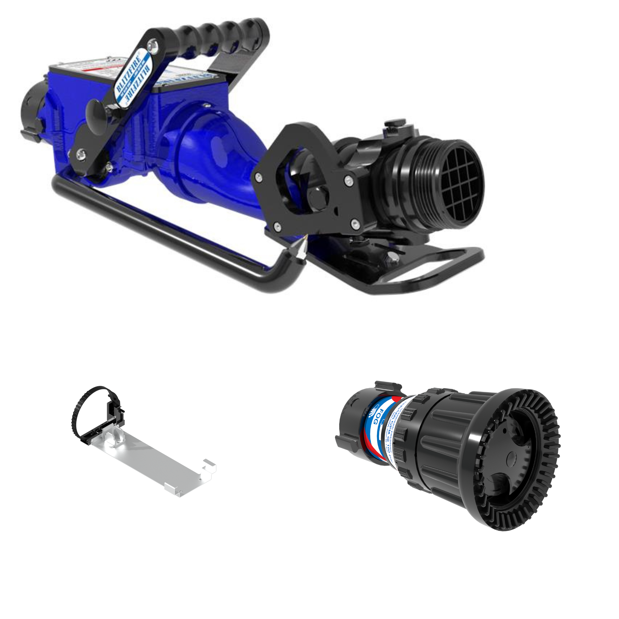 BlitzFire High Elevation Portable Monitor +Max-Force Automatic Nozzle Package – 65 mm BSPF Swivel Rocker Inlet, 65 mm BSPM Rigid Outlet, Storage Bracket BlitzFire High Elevation Portable Monitor +Max-Force Automatic Nozzle Package – 65 mm BSPF Swivel Rocker Inlet, 65 mm BSPM Rigid Outlet, Storage Bracket