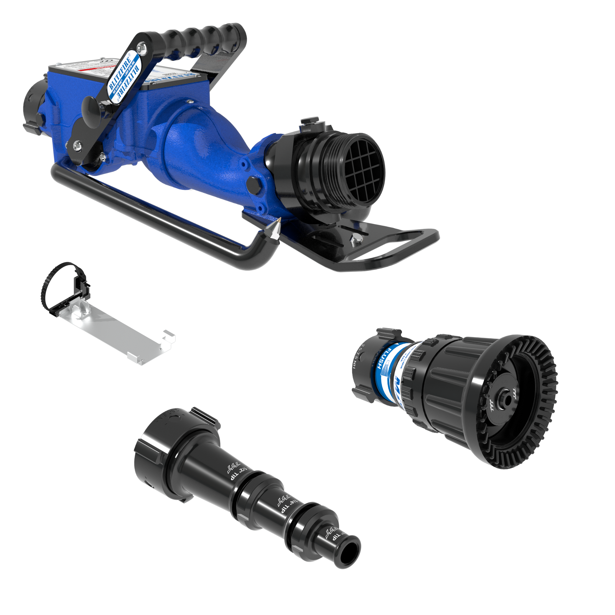 BlitzFire Portable Monitor +Smooth Bore & Max-Matic Automatic Nozzle Package – 2.5″ NHF Swivel Rocker Inlet, 2.5″ NHM Rigid Outlet, Storage Bracket BlitzFire Portable Monitor +Smooth Bore & Max-Matic Automatic Nozzle Package – 2.5″ NHF Swivel Rocker Inlet, 2.5″ NHM Rigid Outlet, Storage Bracket
