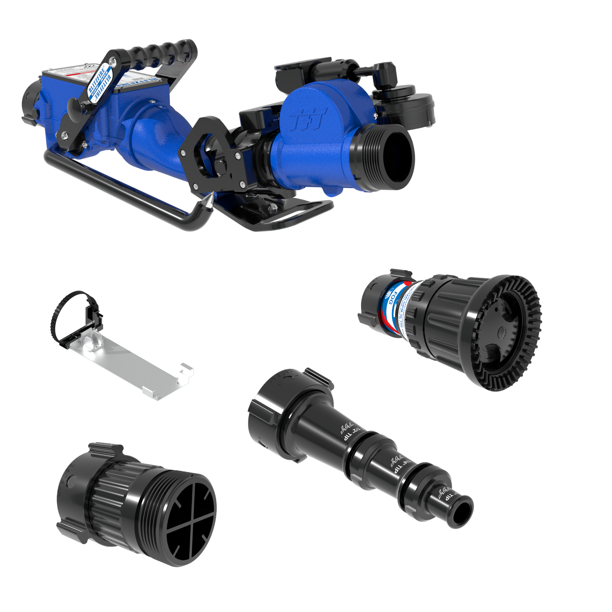 BlitzFire High Elevation Oscillating Portable Monitor +Smooth Bore & Max-Force Automatic Nozzle Package – 2.5″ NHF Swivel Rocker Inlet, 2.5″ NHM Rigid Outlet, Storage Bracket BlitzFire High Elevation Oscillating Portable Monitor +Smooth Bore & Max-Force Automatic Nozzle Package – 2.5″ NHF Swivel Rocker Inlet, 2.5″ NHM Rigid Outlet, Storage Bracket