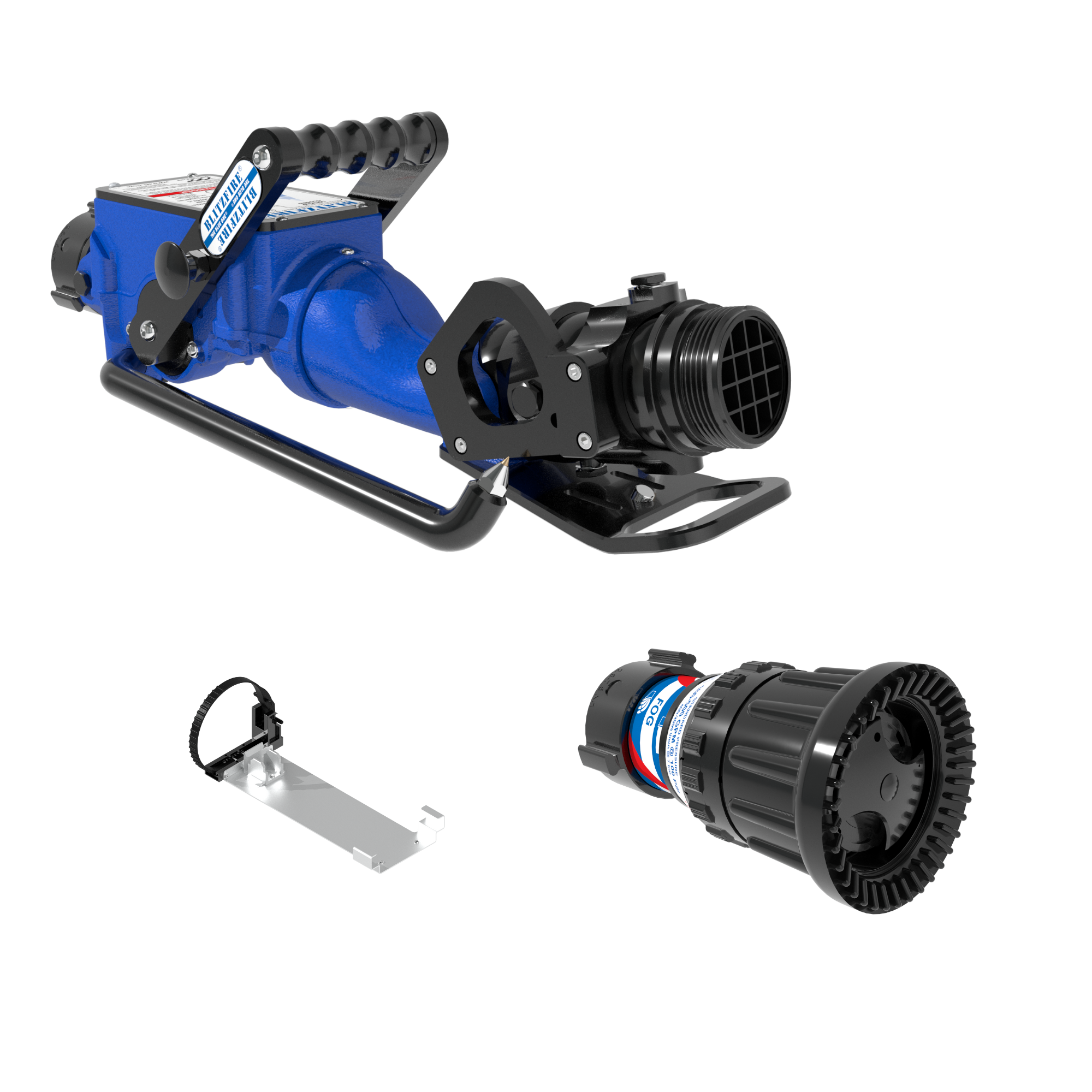 BlitzFire High Elevation Portable Monitor +Max-Force Automatic Nozzle Package – 2.5″ NHF Swivel Rocker Inlet, 2.5″ NHM Rigid Outlet, Storage Bracket BlitzFire High Elevation Portable Monitor +Max-Force Automatic Nozzle Package – 2.5″ NHF Swivel Rocker Inlet, 2.5″ NHM Rigid Outlet, Storage Bracket