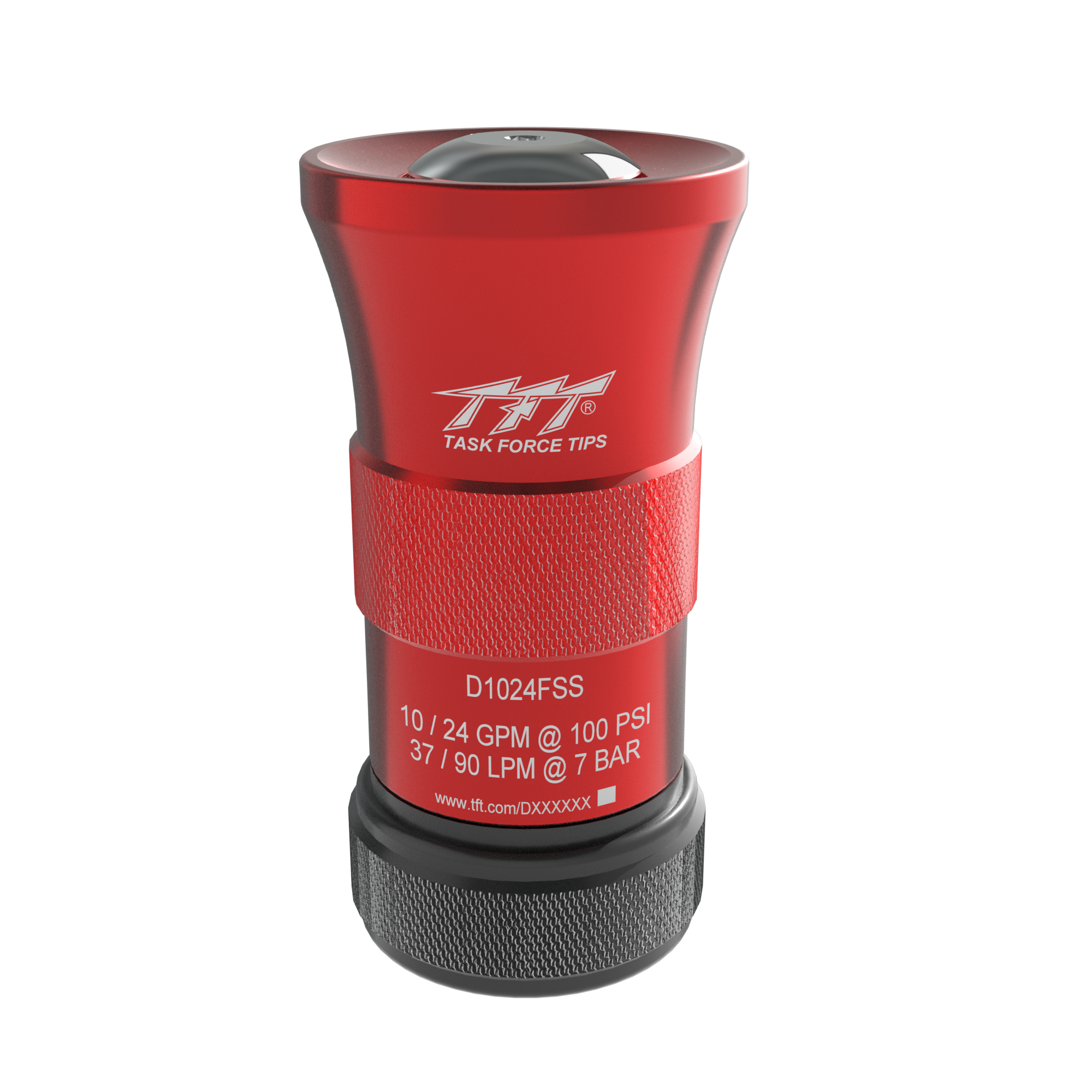 Twister Selectable Nozzle Tip, Knurled Red Barrel, Twist Baffle – 10/24 GPM @ 100 PSI, 1″ NPSHF Rigid Inlet Twister Selectable Nozzle Tip, Knurled Red Barrel, Twist Baffle – 10/24 GPM @ 100 PSI, 1″ NPSHF Rigid Inlet
