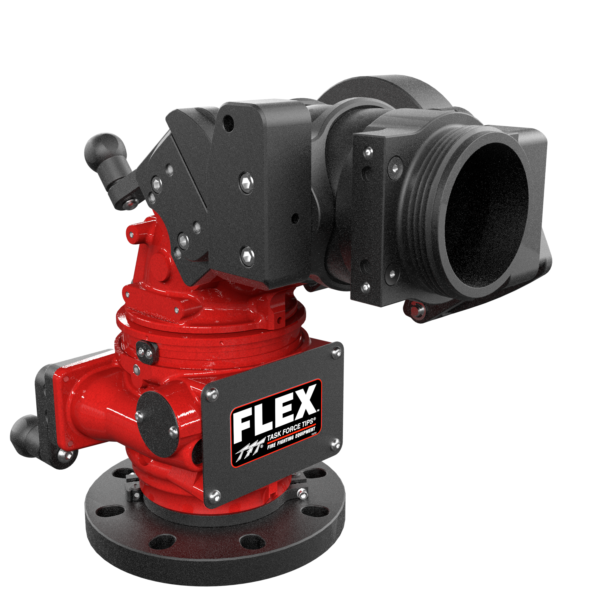 Flex Dual Crank 2000 GPM (7600 LPM) Monitor, Standard – 4″ (100 mm) ANSI 150/DN100 PN16 Rigid Flange Inlet, 3.5″ (90 mm) NHM Rigid Outlet, Red Flex Dual Crank 2000 GPM (7600 LPM) Monitor, Standard – 4″ (100 mm) ANSI 150/DN100 PN16 Rigid Flange Inlet, 3.5″ (90 mm) NHM Rigid Outlet, Red