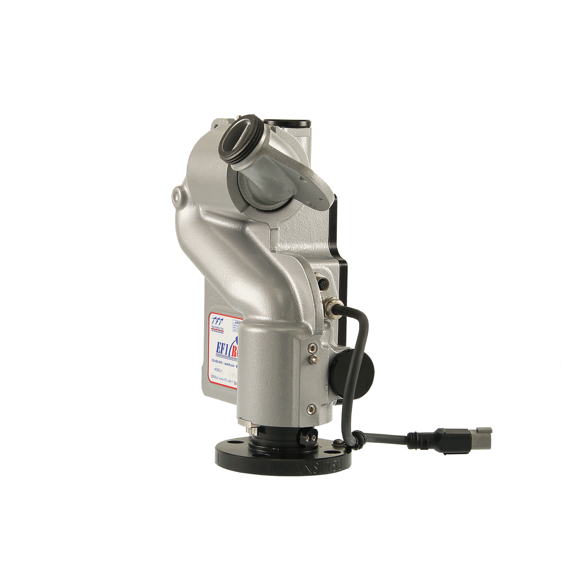 EF1 RC Monitor, 200 GPM (750 LPM) – 2.5″ (65 mm) NHF Quick-Connect Rigid Inlet, 1.5″ (38 mm) NHM Rigid Outlet, 12/24 VDC Acc. Power, RS485, Silver EF1 RC Monitor, 200 GPM (750 LPM) – 2.5″ (65 mm) NHF Quick-Connect Rigid Inlet, 1.5″ (38 mm) NHM Rigid Outlet, 12/24 VDC Acc. Power, RS485, Silver
