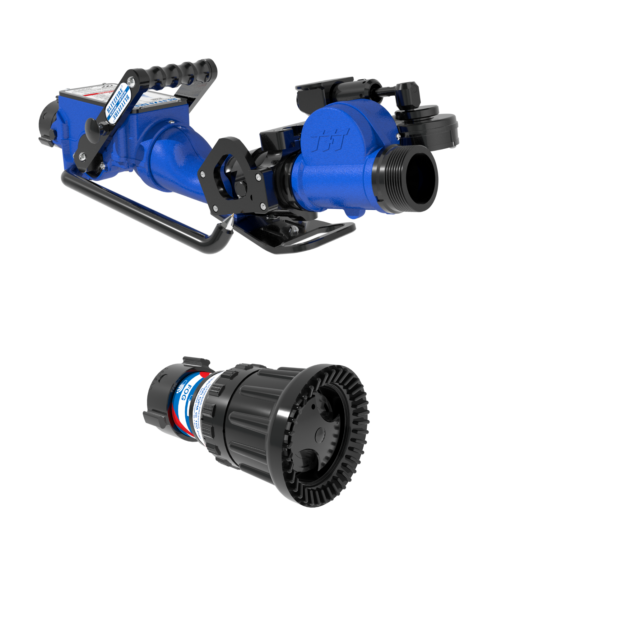 BlitzFire High Elevation Oscillating Portable Monitor +Max-Force Automatic Nozzle Package – 2.5″ NHF Swivel Rocker Inlet, 2.5″ NHM Rigid Outlet BlitzFire High Elevation Oscillating Portable Monitor +Max-Force Automatic Nozzle Package – 2.5″ NHF Swivel Rocker Inlet, 2.5″ NHM Rigid Outlet