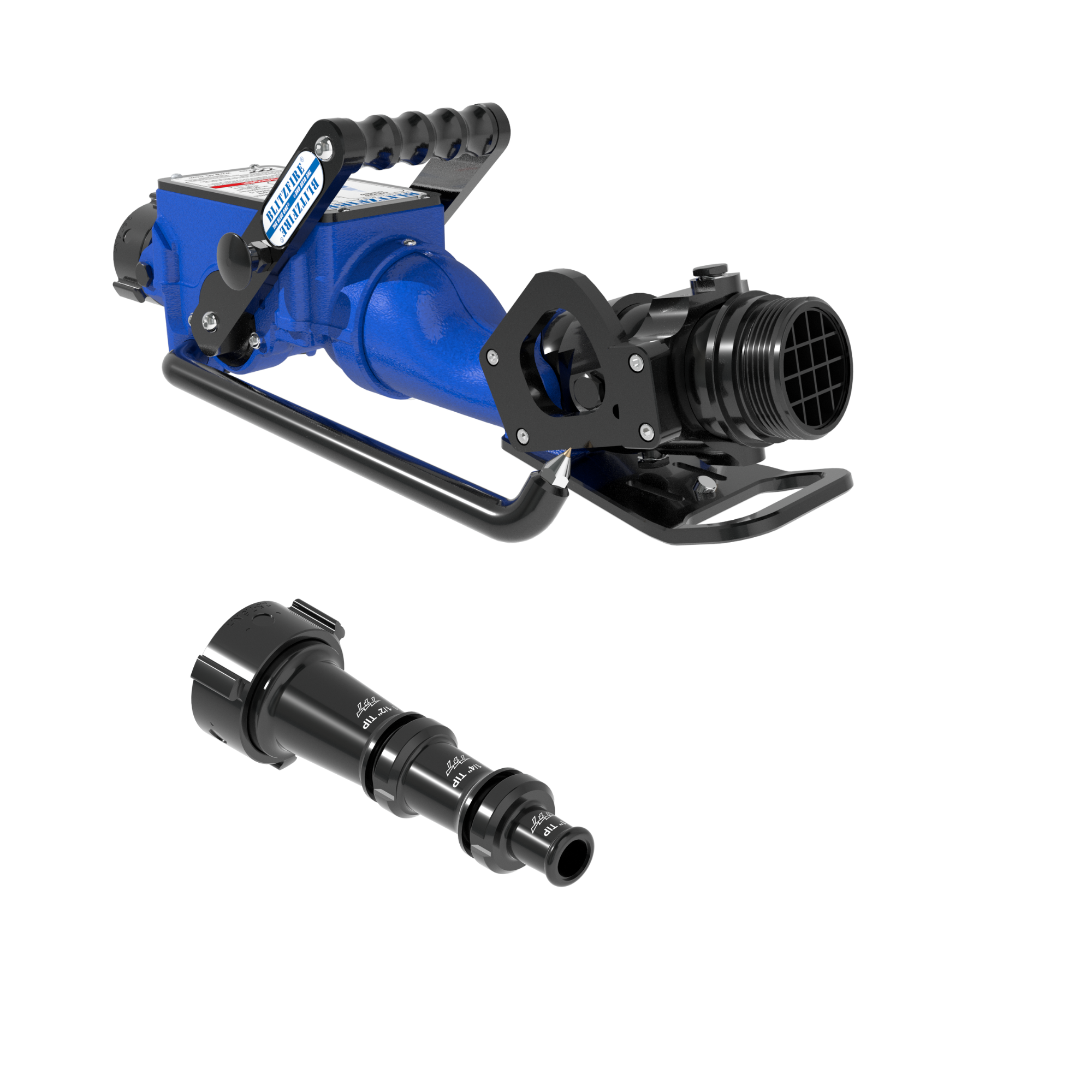 BlitzFire High Elevation Portable Monitor +Smooth Bore Nozzle Package – 2.5″ NHF Swivel Rocker Inlet, 2.5″ NHM Rigid Outlet BlitzFire High Elevation Portable Monitor +Smooth Bore Nozzle Package – 2.5″ NHF Swivel Rocker Inlet, 2.5″ NHM Rigid Outlet