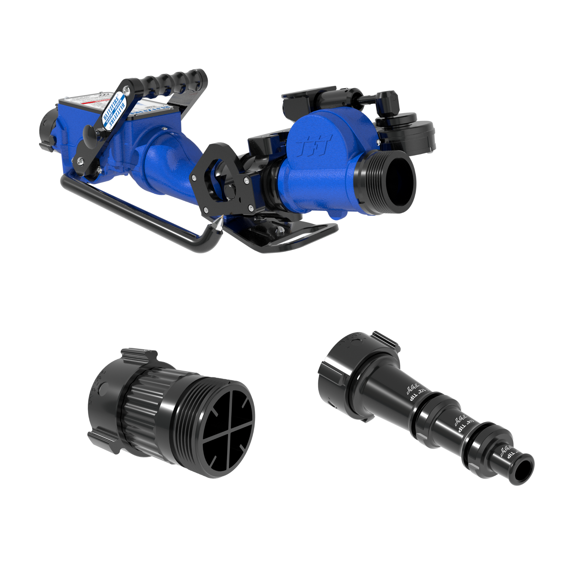 BlitzFire High Elevation Oscillating Portable Monitor +Smooth Bore Nozzle Package – 2.5″ NHF Swivel Rocker Inlet, 2.5″ NHM Rigid Outlet BlitzFire High Elevation Oscillating Portable Monitor +Smooth Bore Nozzle Package – 2.5″ NHF Swivel Rocker Inlet, 2.5″ NHM Rigid Outlet