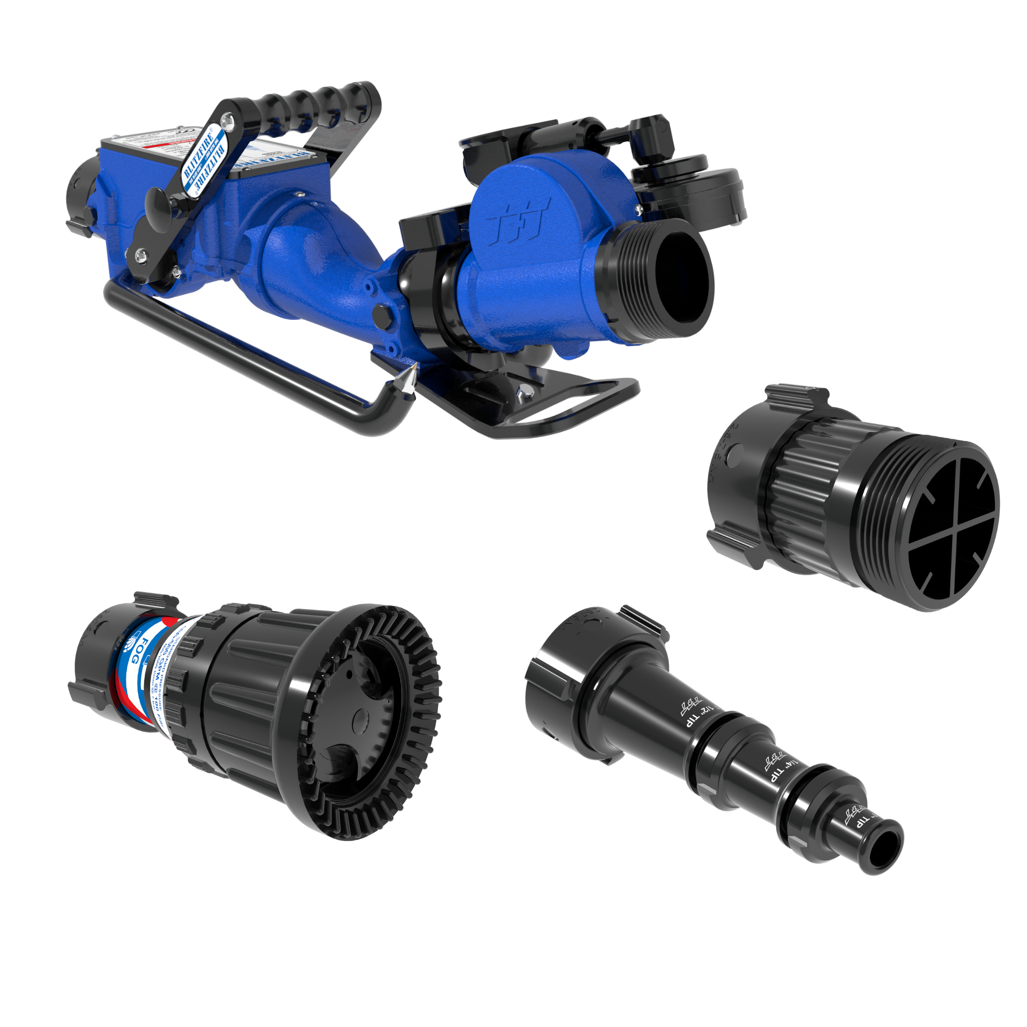 BlitzFire Oscillating Portable Monitor +Smooth Bore & Max-Force Automatic Nozzle Package – 2.5″ NHF Swivel Rocker Inlet, 2.5″ NHM Rigid Outlet BlitzFire Oscillating Portable Monitor +Smooth Bore & Max-Force Automatic Nozzle Package – 2.5″ NHF Swivel Rocker Inlet, 2.5″ NHM Rigid Outlet