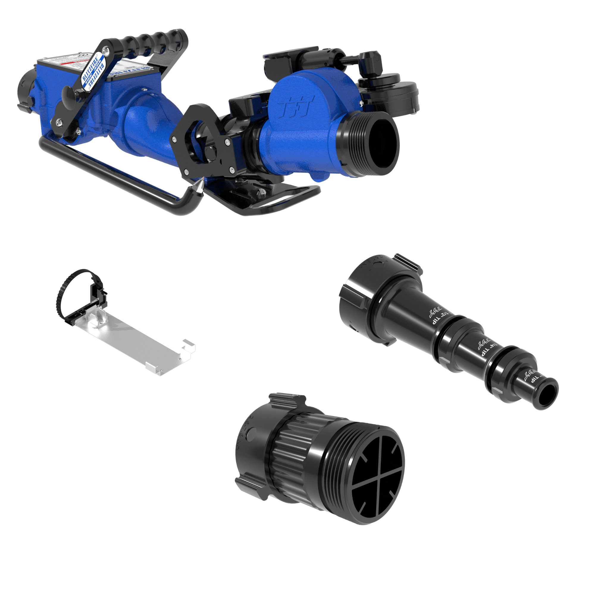 BlitzFire High Elevation Oscillating Portable Monitor +Smooth Bore Nozzle Package – 2.5″ NHF Swivel Rocker Inlet, 2.5″ NHM Rigid Outlet, Storage Bracket BlitzFire High Elevation Oscillating Portable Monitor +Smooth Bore Nozzle Package – 2.5″ NHF Swivel Rocker Inlet, 2.5″ NHM Rigid Outlet, Storage Bracket