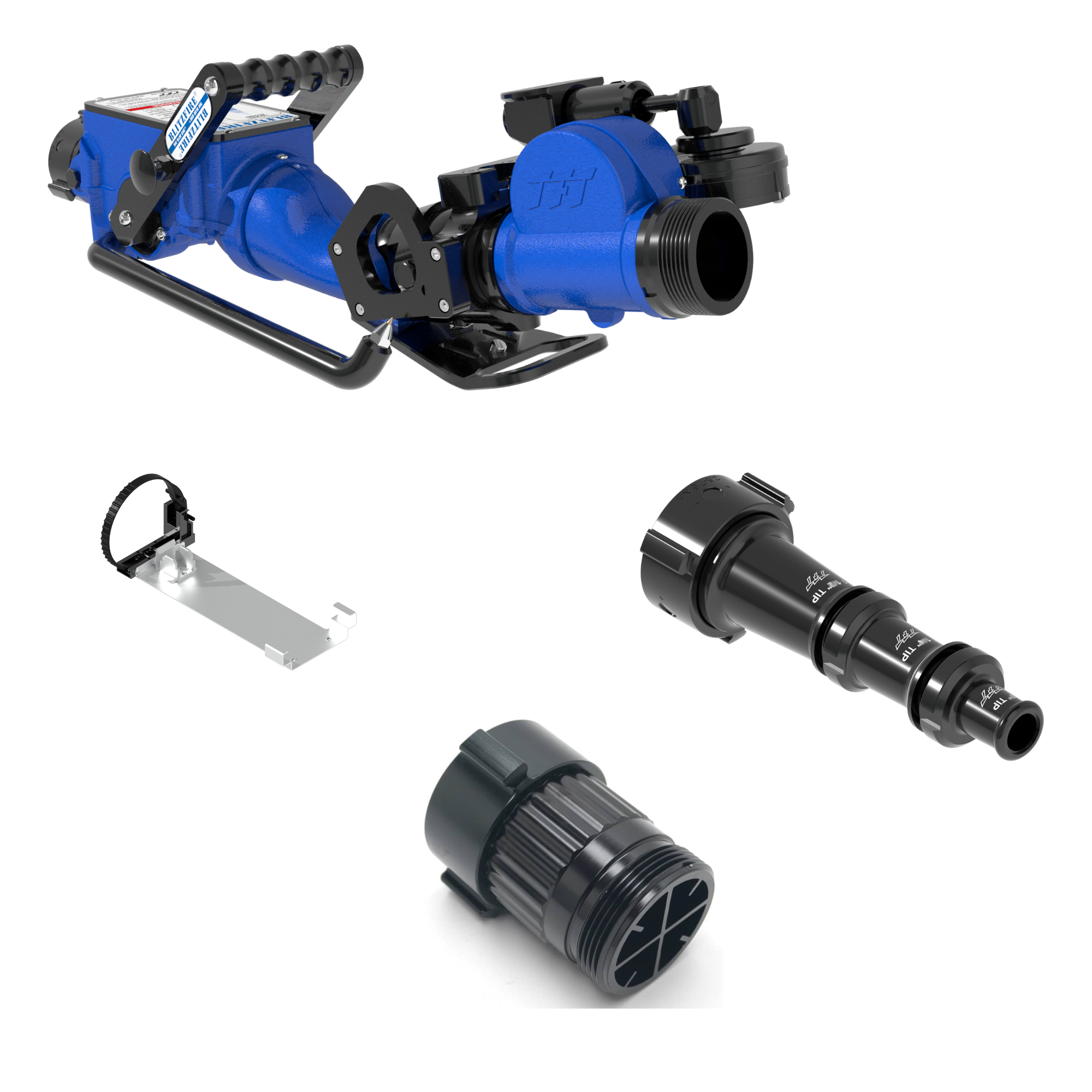BlitzFire High Elevation Oscillating Portable Monitor +Smooth Bore Nozzle Package – 65 mm BSPF Swivel Rocker Inlet, 65 mm BSPM Rigid Outlet, Storage Bracket BlitzFire High Elevation Oscillating Portable Monitor +Smooth Bore Nozzle Package – 65 mm BSPF Swivel Rocker Inlet, 65 mm BSPM Rigid Outlet, Storage Bracket