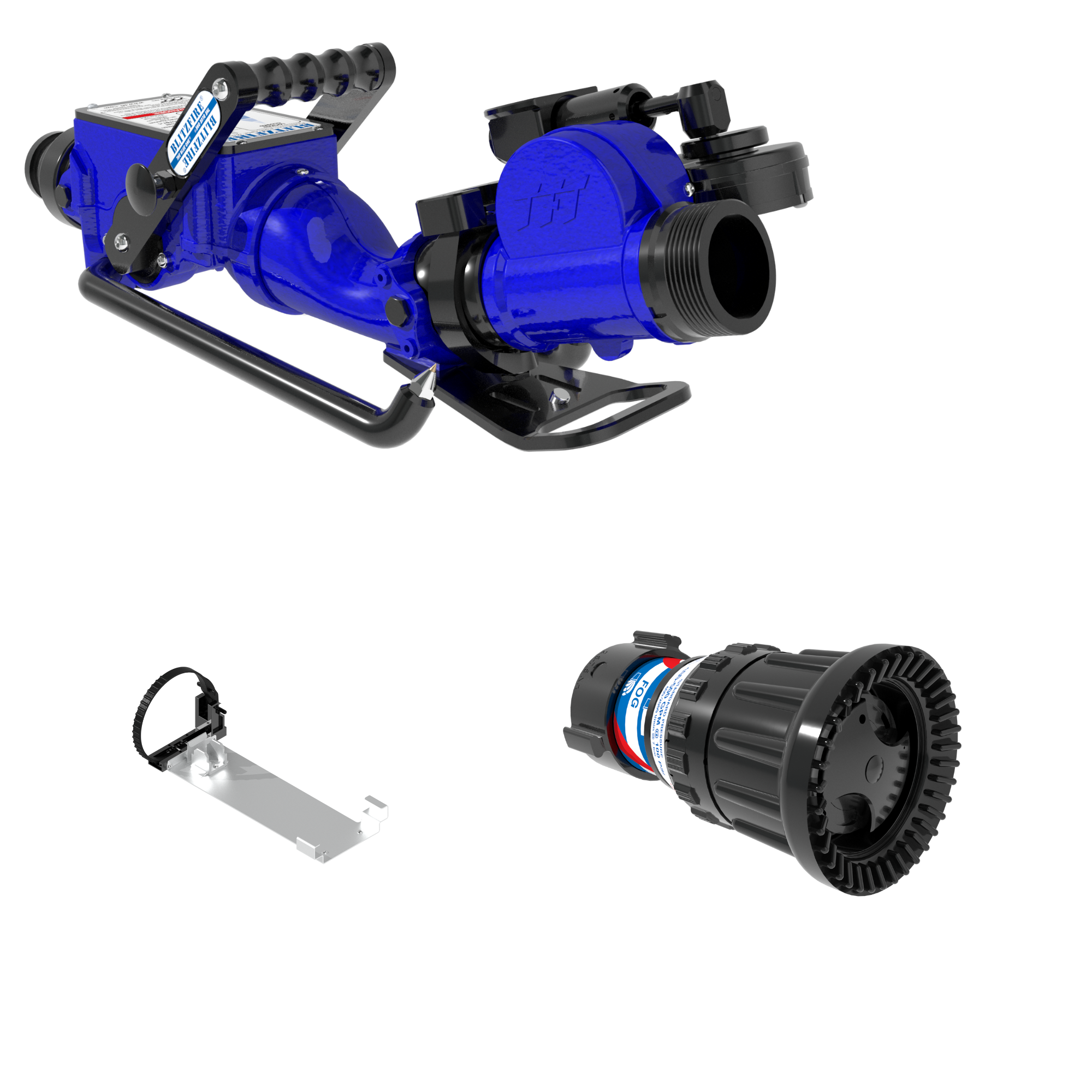 BlitzFire Oscillating Portable Monitor +Max-Force Automatic Nozzle Package – 65 mm BICM Swivel Inlet, 65 mm NHM Rigid Outlet, Storage Bracket BlitzFire Oscillating Portable Monitor +Max-Force Automatic Nozzle Package – 65 mm BICM Swivel Inlet, 65 mm NHM Rigid Outlet, Storage Bracket