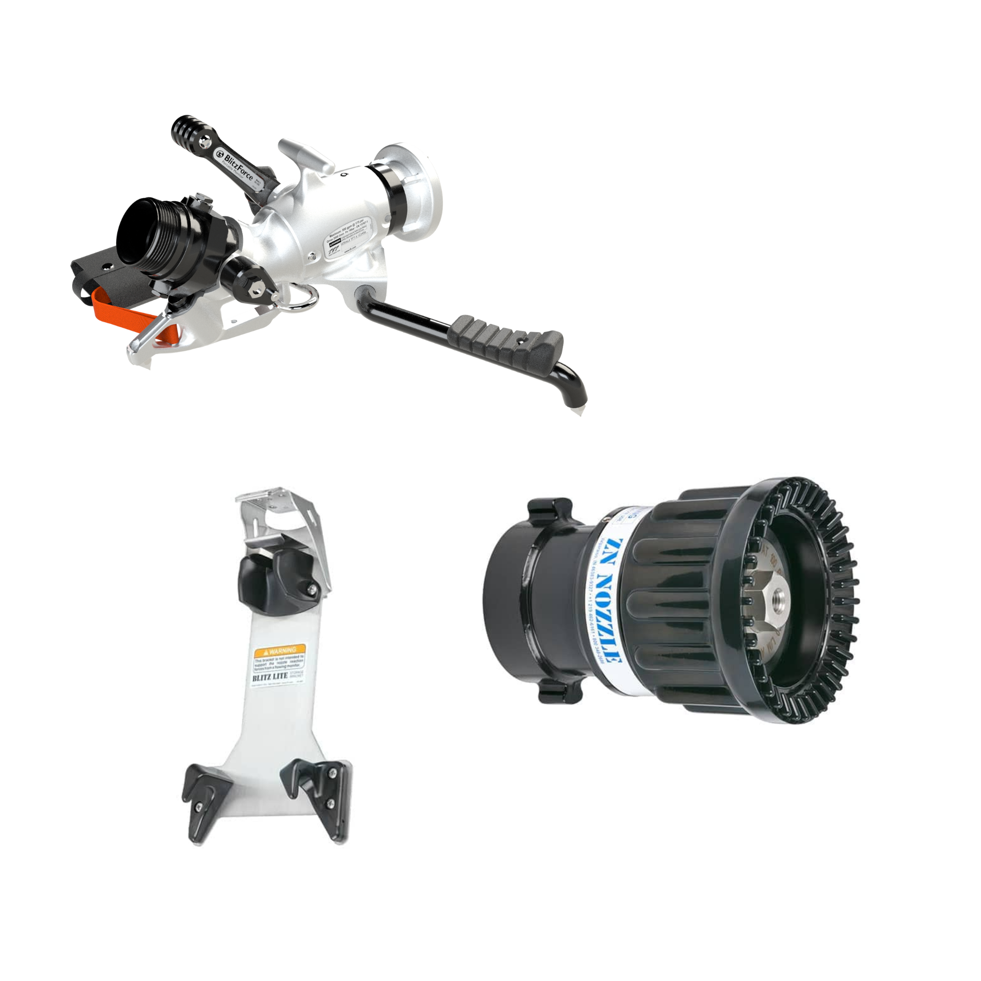 BlitzForce Portable Monitor +Fixed Flow (BSP Threaded) Nozzle Package – 3″ (75 mm) Storz Swivel Inlet, 2.5″ (65 mm) BSPM Rigid Outlet, Storage Bracket BlitzForce Portable Monitor +Fixed Flow (BSP Threaded) Nozzle Package – 3″ (75 mm) Storz Swivel Inlet, 2.5″ (65 mm) BSPM Rigid Outlet, Storage Bracket