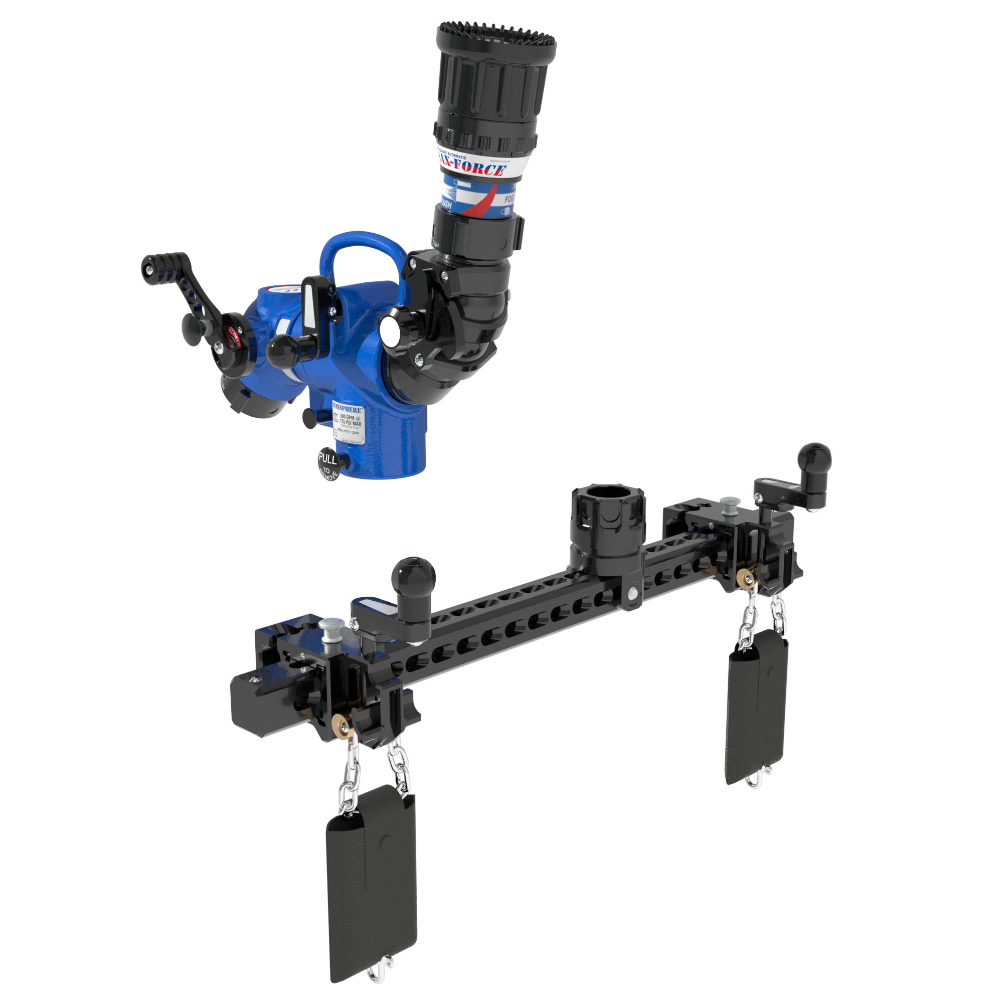 Hemisphere Mountable Monitor +Max-Force Automatic Nozzle Package – 65 mm BSPF Swivel Inlet, 65 mm BSPM Rigid Outlet, Flex Clamp Hemisphere Mountable Monitor +Max-Force Automatic Nozzle Package – 65 mm BSPF Swivel Inlet, 65 mm BSPM Rigid Outlet, Flex Clamp