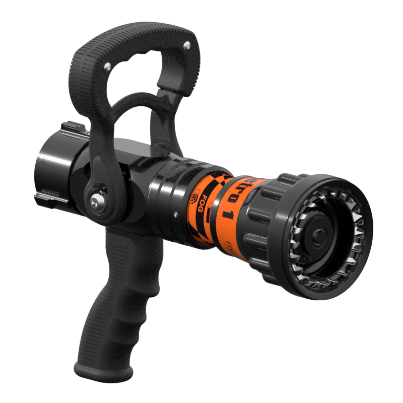 Metro 1 Fixed Flow One-Piece Nozzle With Pistol Grip, Slide Valve – 200 GPM at 75 PSI, 1.5″ NHF Swivel Inlet, Spinning Metal Teeth Metro 1 Fixed Flow One-Piece Nozzle With Pistol Grip, Slide Valve – 200 GPM at 75 PSI, 1.5″ NHF Swivel Inlet, Spinning Metal Teeth