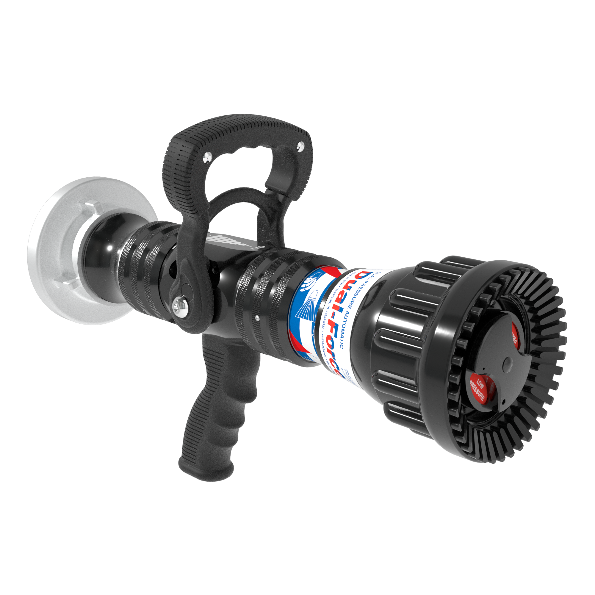Dual-Force Automatic One-Piece Nozzle With Pistol Grip, Slide Valve – 360-1150 LPM @ 3.8/7 Bar, 75 mm Storz Swivel Inlet, Rubber Teeth Dual-Force Automatic One-Piece Nozzle With Pistol Grip, Slide Valve – 360-1150 LPM @ 3.8/7 Bar, 75 mm Storz Swivel Inlet, Rubber Teeth