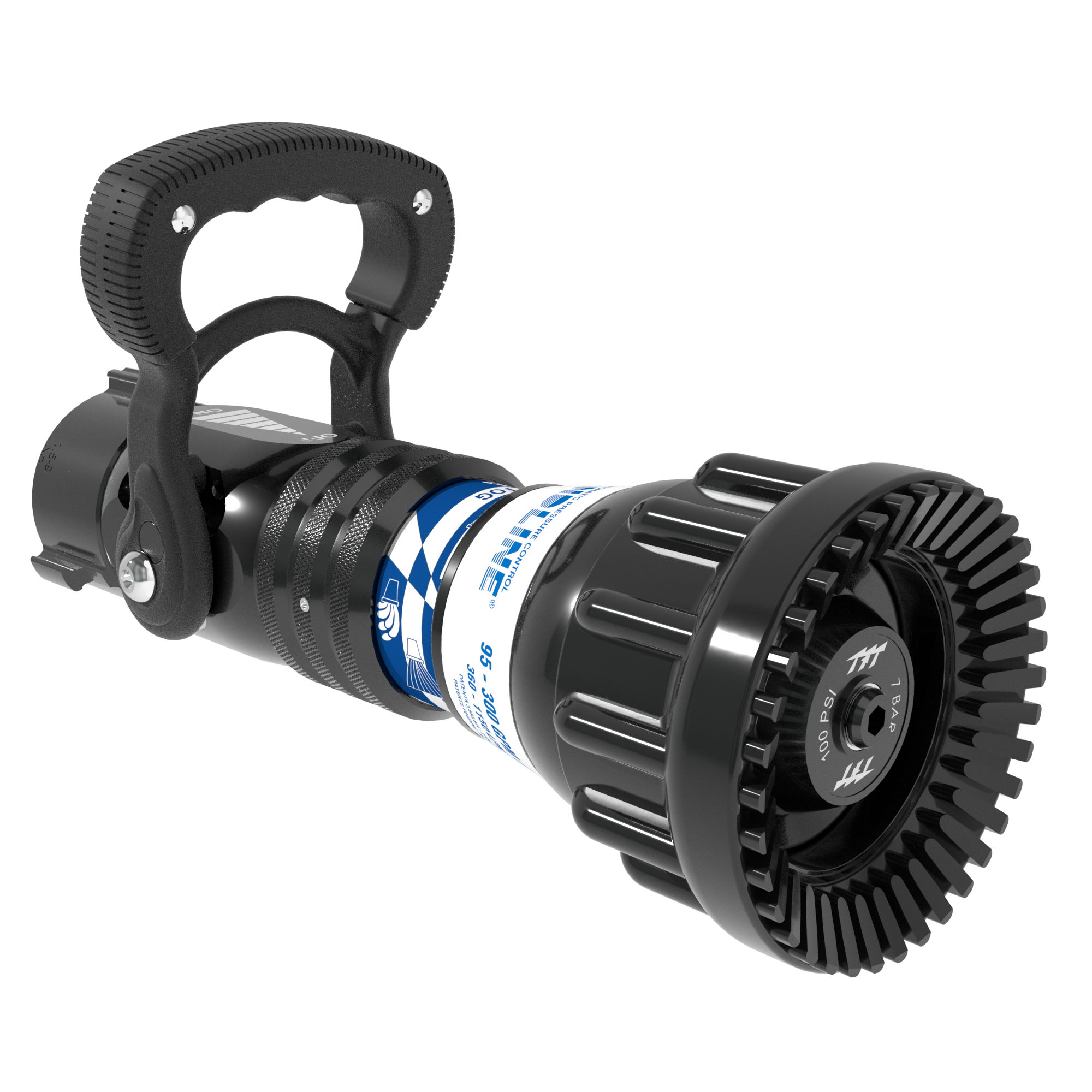Handline Automatic One-Piece Nozzle, Slide Valve – 95-300 GPM @ 100 PSI, 1.5″ NHF Rocker Swivel Inlet, Rubber Teeth Handline Automatic One-Piece Nozzle, Slide Valve – 95-300 GPM @ 100 PSI, 1.5″ NHF Rocker Swivel Inlet, Rubber Teeth