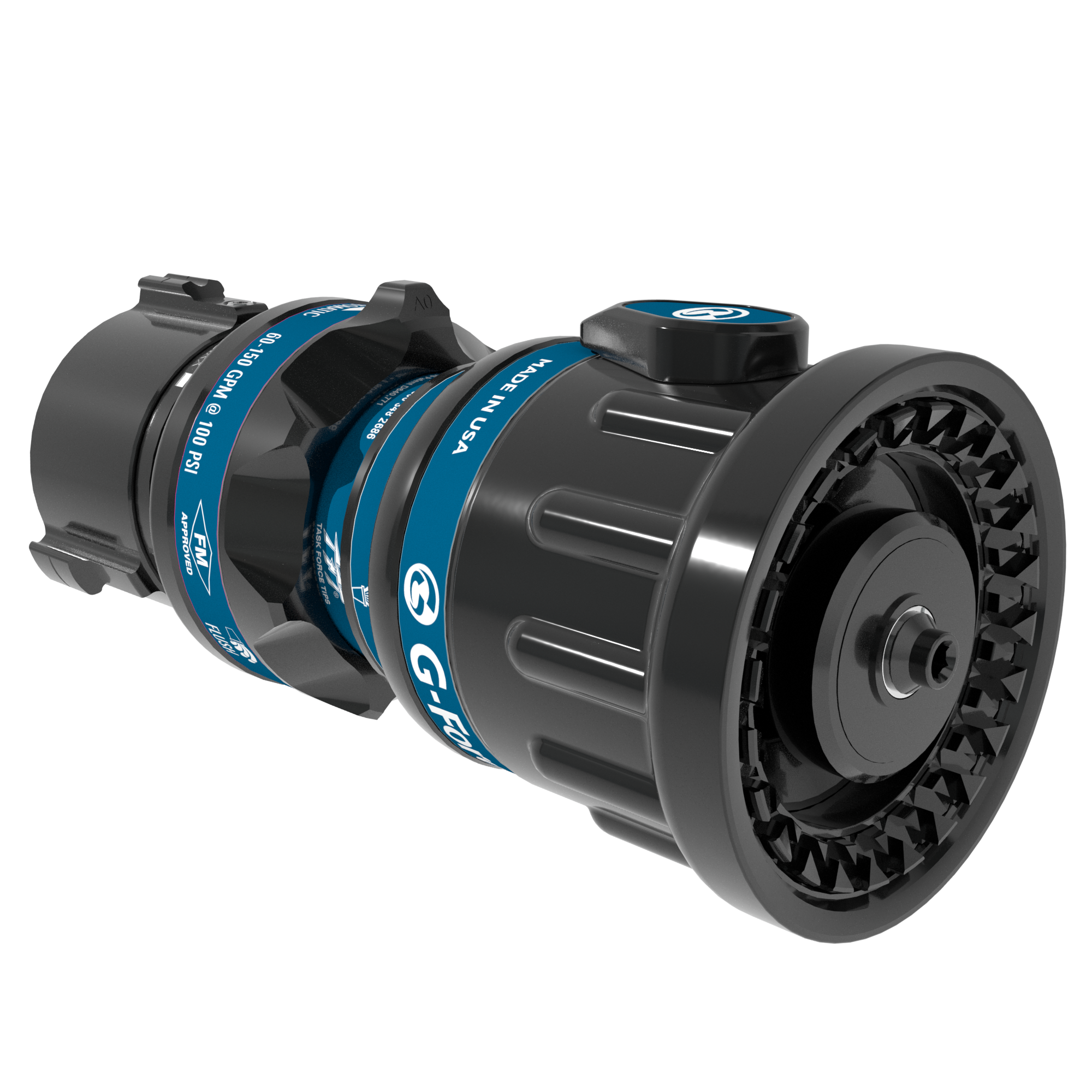 G-Force Automatic Nozzle Tip – 60-150 GPM @ 100 PSI, 1.5″ NHF Rocker Swivel Inlet, Metal Teeth, Fixed Shaper Indicator G-Force Automatic Nozzle Tip – 60-150 GPM @ 100 PSI, 1.5″ NHF Rocker Swivel Inlet, Metal Teeth, Fixed Shaper Indicator