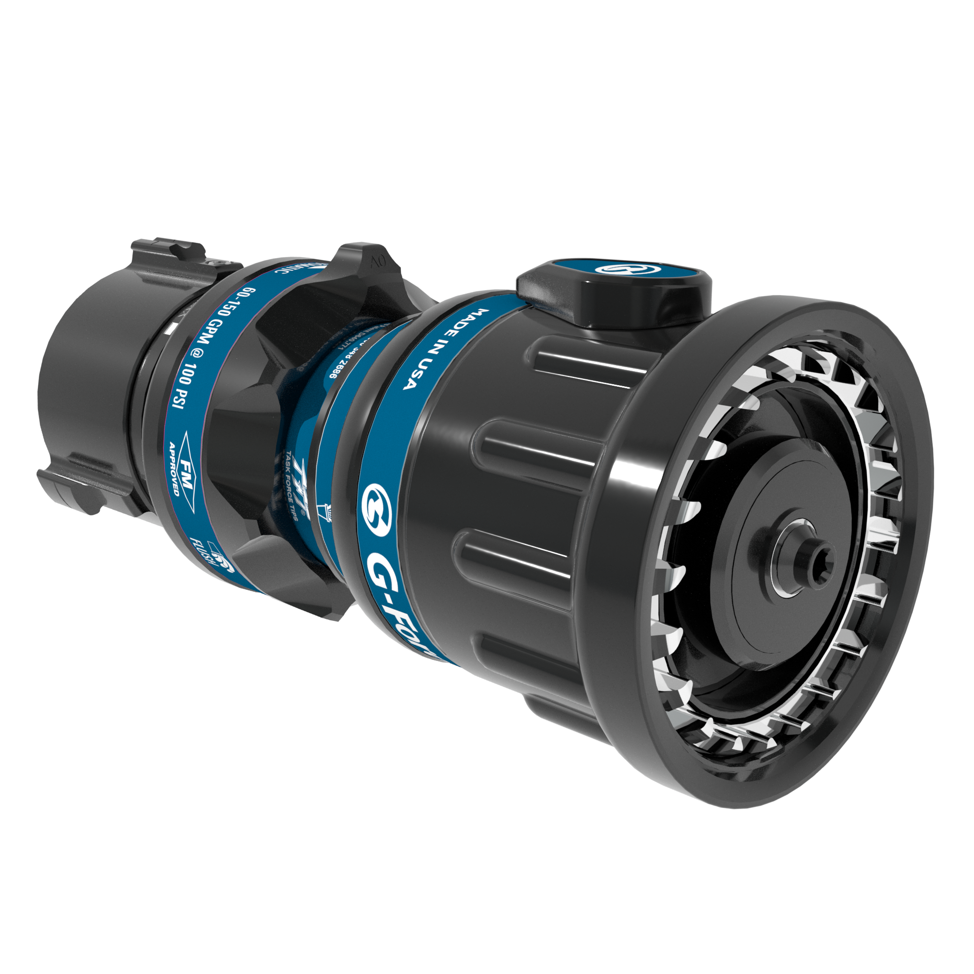 G-Force Automatic Nozzle Tip – 60-150 GPM @ 75 PSI, 1.5″ NHF Rocker Swivel Inlet, Spinning Metal Teeth, Fixed Shaper Indicator G-Force Automatic Nozzle Tip – 60-150 GPM @ 75 PSI, 1.5″ NHF Rocker Swivel Inlet, Spinning Metal Teeth, Fixed Shaper Indicator