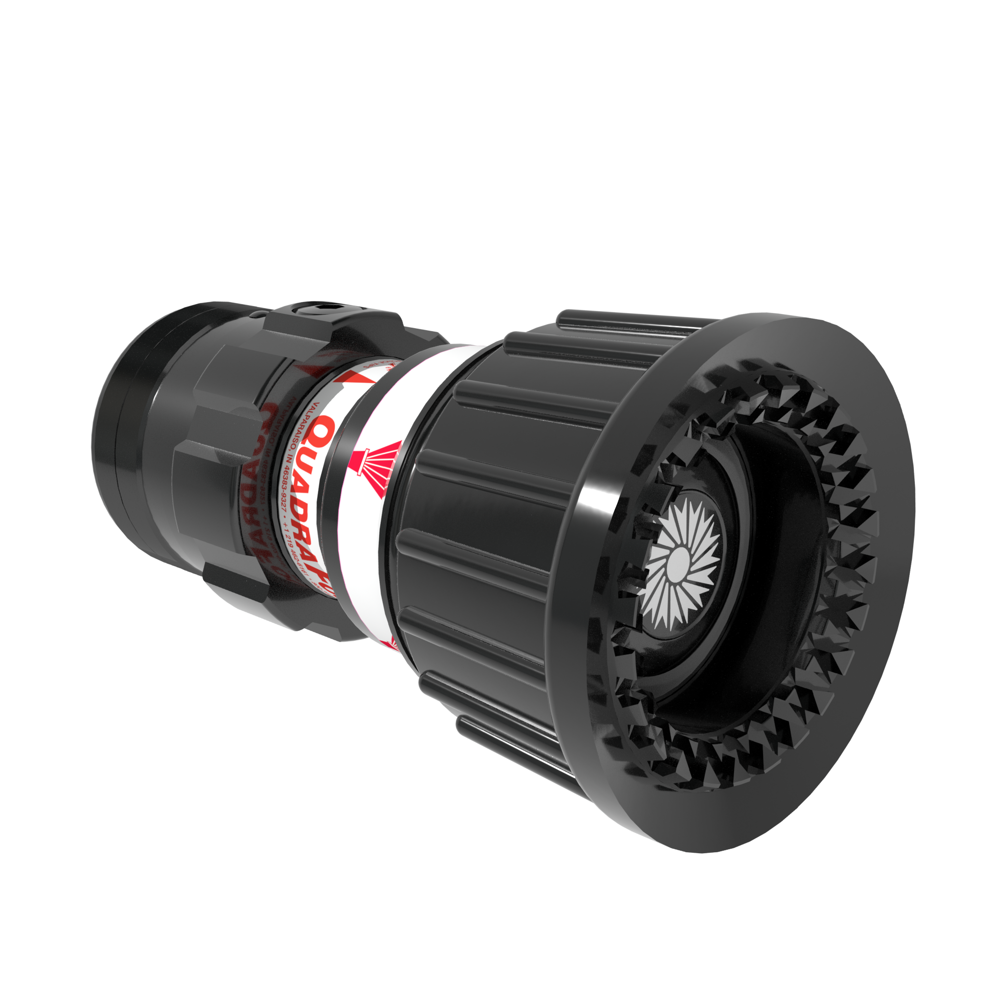 QuadraFog Selectable Nozzle Tip, Integrated Valve – 30/60/95/125 GPM @ 75 PSI, 1.5″ NHF Rigid Inlet, Metal Teeth QuadraFog Selectable Nozzle Tip, Integrated Valve – 30/60/95/125 GPM @ 75 PSI, 1.5″ NHF Rigid Inlet, Metal Teeth