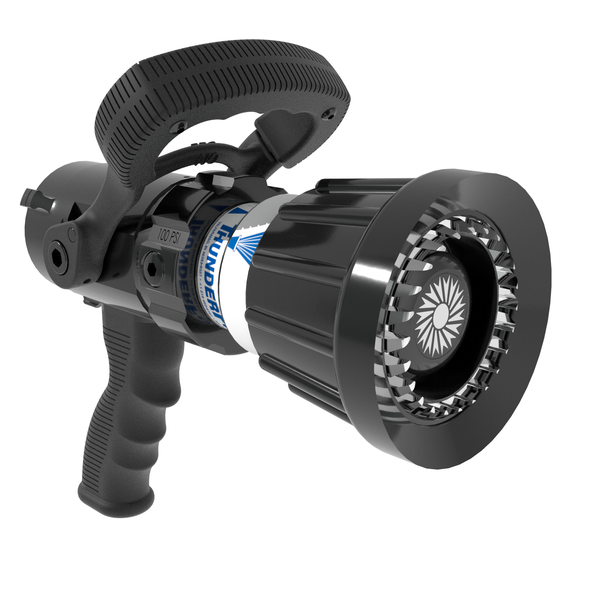 ThunderFog Selectable One-Piece Nozzle With Pistol Grip, Ball Valve – 95/125/150/200/250 GPM @ 100 PSI, 1.5″ NHF Rocker Swivel Inlet, Spinning Metal Teeth ThunderFog Selectable One-Piece Nozzle With Pistol Grip, Ball Valve – 95/125/150/200/250 GPM @ 100 PSI, 1.5″ NHF Rocker Swivel Inlet, Spinning Metal Teeth