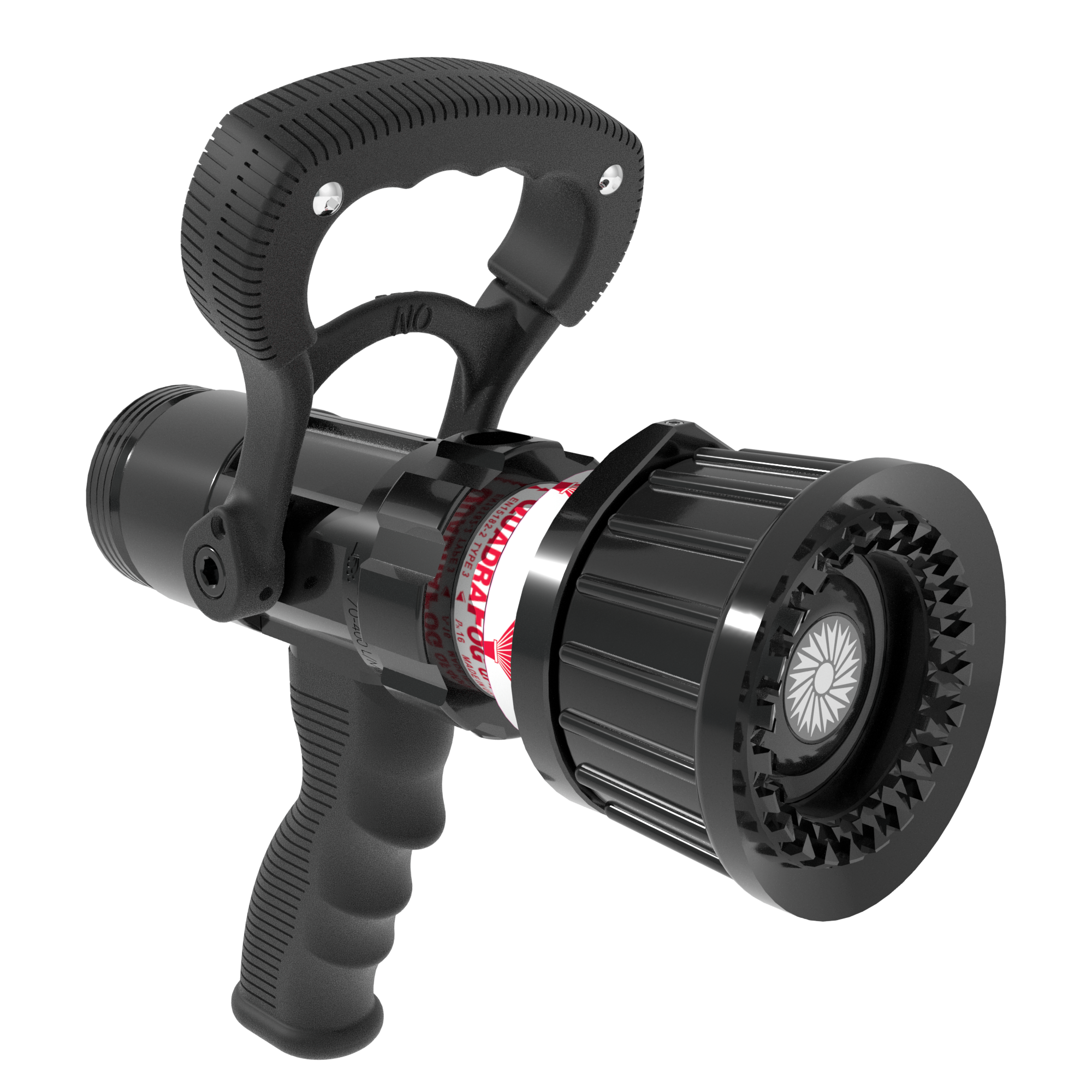 QuadraFog Selectable One-Piece EN FO6 Flashover Nozzle With Pistol Grip, Ball Valve – 20/40/100/150 LPM @ 6 Bar, 52 mm BSPM Swivel Inlet, Metal Teeth QuadraFog Selectable One-Piece EN FO6 Flashover Nozzle With Pistol Grip, Ball Valve – 20/40/100/150 LPM @ 6 Bar, 52 mm BSPM Swivel Inlet, Metal Teeth